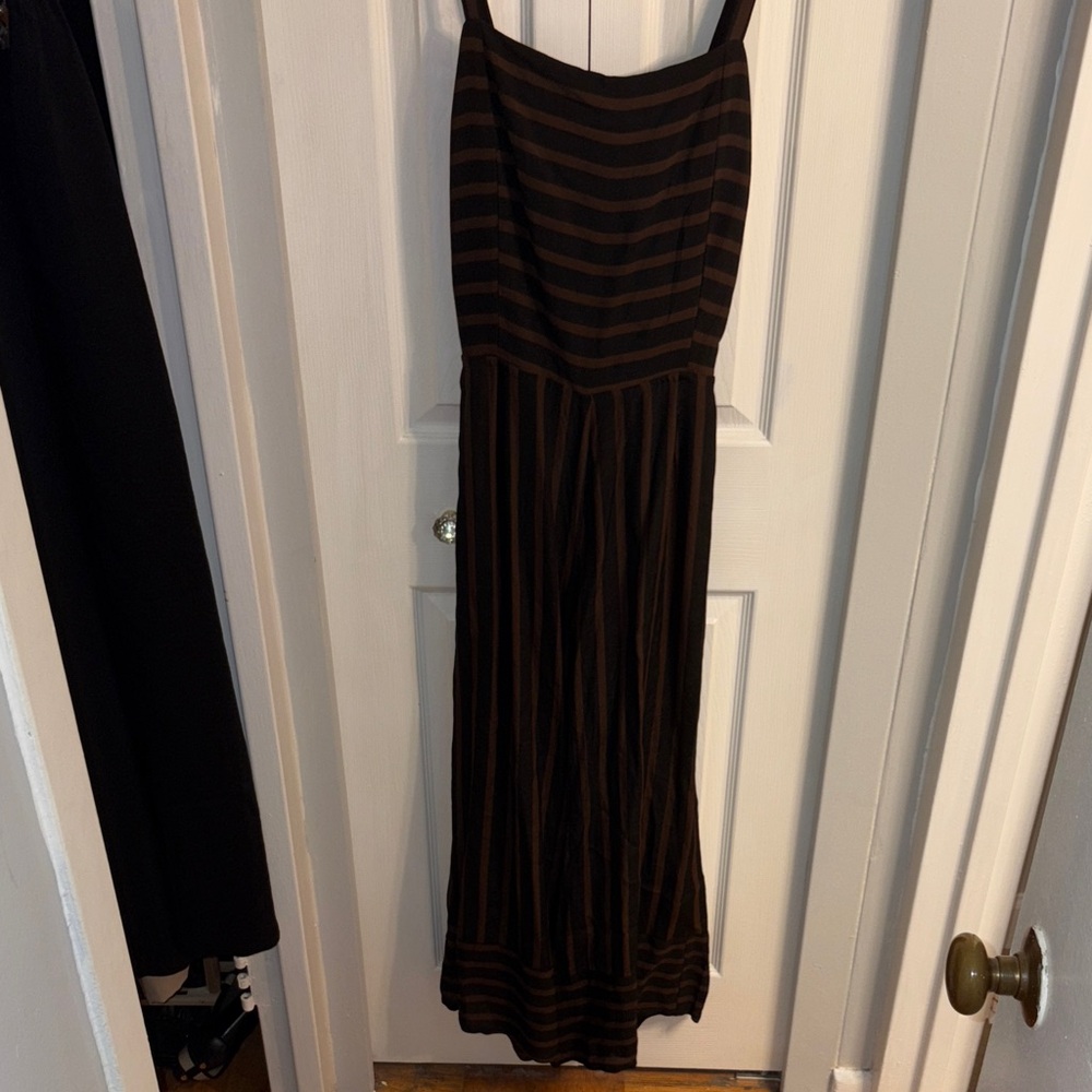 Faithfull the Brand Chocolate Striped Jumpsuit